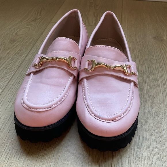 Raid Chunky Pink Loafers with Gold Accent Size 4 - Picture 5 of 11
